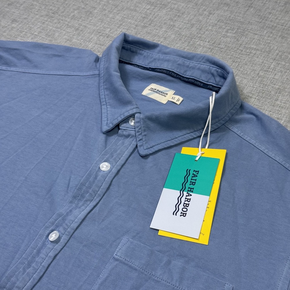 Fair Harbor The Saltaire Short Sleeve Button-Up Shirt Mens XL Light Blue